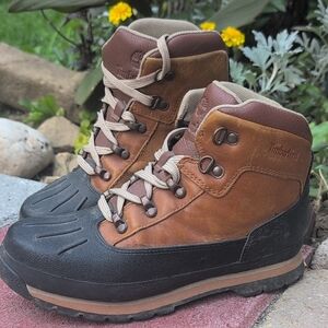 Timberland Youth Two-Tone Brown and Black Boots